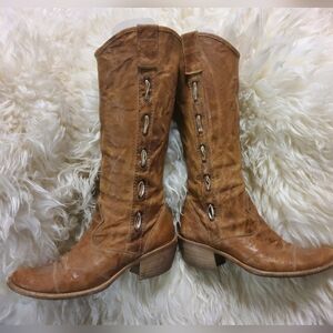 Pointed-Toe Western Style Nero Giardini Womens Boots, Real Leather, Sz 37